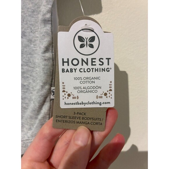 NWT Honest Baby 3-Pack Short-Sleeve Neutral Bodysuits - Newborn (NB) - Picture 3 of 4